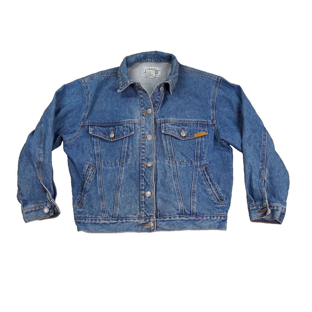 VTG Jordache Denim Jacket Women Small‎ Blue Hong Kong 80s Trucker Y2K Biker